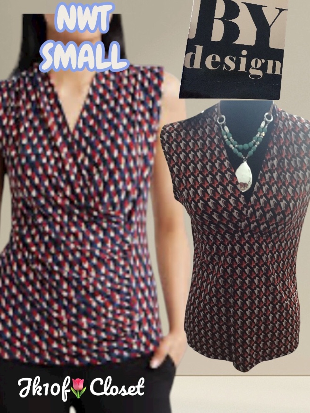 LOWEST🌺 BY Design SMALL Sleeveless Printed Blouse Top